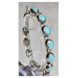 Mexican Sterling Silver Turquoise Bracelet 31.6 g