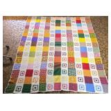 Large Handmade Color Block Crocheted Blanket