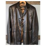 Kasper Black Leather Jacket Size XL 3 Buttons