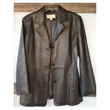 Charles Klein Black Leather Jacket 3 Buttons LRG