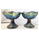 Indiana Grape carnival glass candle stick holders