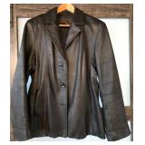 Siena Black Leather Jacket 3 Buttons Size 16