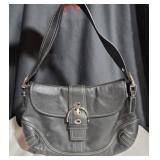 Black Leather Genuine Coach Purse with Buckle
