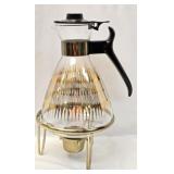 Mid Century Modern Glass Coffee Pot w Warmer