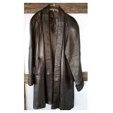 Jacqueline Ferrar Black Leather Trench Coat Med