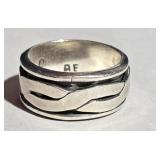 Sterling Silver Spinning Fidget Band Ring 10 grams