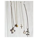 5 Sterling Silver 14kp ETC Necklaces & Pendants
