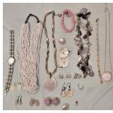Estate Lot of Misc Rose Pink Costume Jewelry