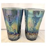 Indiana glass grape harvest carnival glass cups