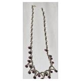 Sterling Silver Necklace with Purple Beads 34 g