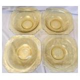 1930 Federal Etched Glass Amber Color Salad Bowls