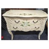 Hand Painted Carved Wood French Provincial Chest