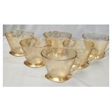 Set of 6 Jeannette Glass Floragold Louisa Tea Cups