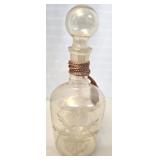 Peach Toned Iridescent Etched Glass Perfume Bottle