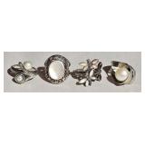 Set of 4 Sterling Silver Rings Pearls & More 28 g