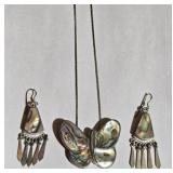 Sterling Mother of Pearl Necklace & Earrings Set
