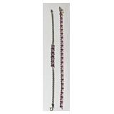 Sterling Amethyst & Pink Stone Tennis Bracelets
