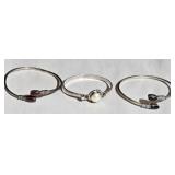 3 Sterling Silver Bangle Bracelets 43.6 grams
