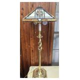Brass Barley Twist Stained Glass Floor Lamp AS IS