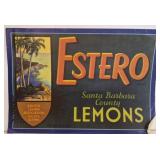 Vintage Estero brand lemon fruit crate label