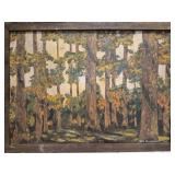 Antique framed oil landscape painting dated 1932