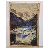 vintage landscape painting could be leather