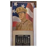 Vtg World War II wall calendar from January 1944
