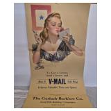 Vtg World War II V-Mail advertising poster