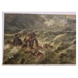 Print of ocean & men on rafting print