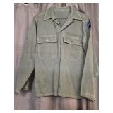 Vtg US Military OG-107 Cotton Sateen Utility Shirt
