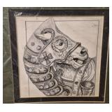Pencil drawing featuring a horses head