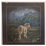 Original pastel drawing of a fluffy foal art