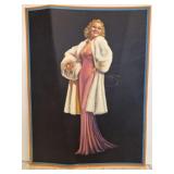 Vtg 1940s pinup art print titled Ermine & Orchids