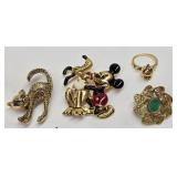 Walt Disney Brooch Ring & Filligree Brooches