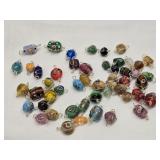 Lot of Blown Glass Wire Wrapped Charms