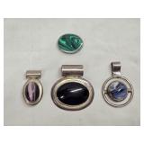Sterling Silver Pendants with Misc Gemstones