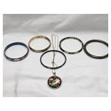 Lot of 6 Chinese Cloissonne Bracelets & Pendant