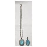 Sterling Silver Turquoise Pendants & Chain