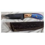 Hand made Damascus steel knife with custom wood