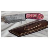 Hand made Damascus steel knife with custom wood