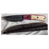 Hand made Damascus steel knife with custom wood
