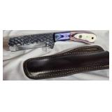 Hand made Damascus steel knife with custom wood
