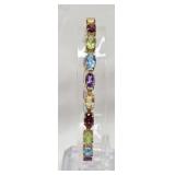 10k Yellow Gold Gemstone Tennis Bracelet 9 grams