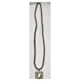 Sterling Silver Beaded Necklace & Pendant 59 g