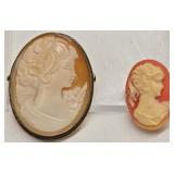 Lot of 2 Vintage Victorian Head Bust Brooches