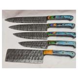 5 pc Handmade Demascus Steel Kitchen Knife Set