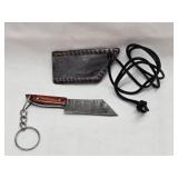 Miniature Handmade Demascus Steel Knife Keychain