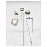 Sterling Silver Chains Bracelet & Rings 15.7 grams