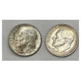 Lot of 2 Silver 1964 Dimes
