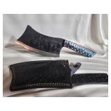 Hand made Damascus steel knife with custom wood